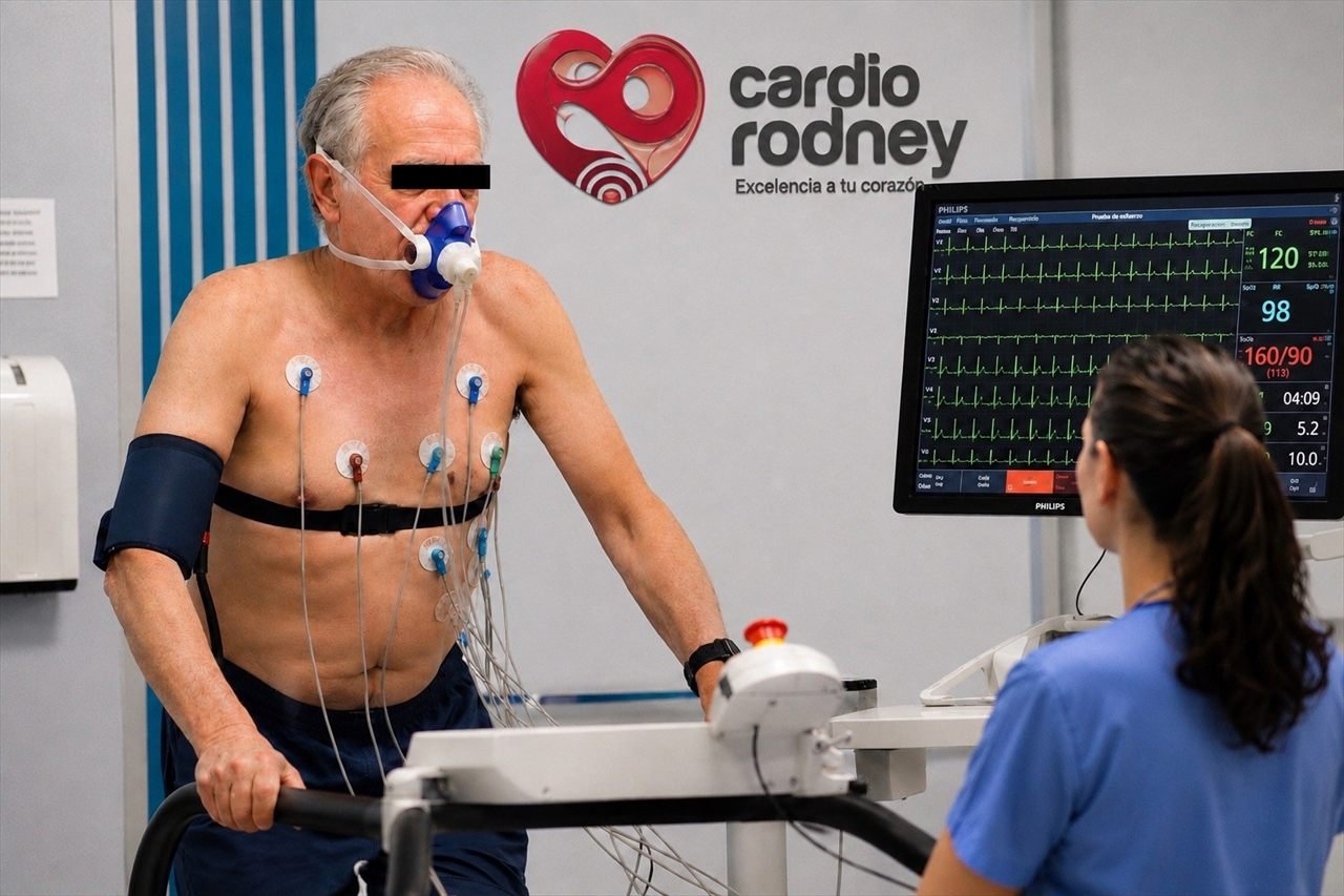 Paciente durante prueba de esfuerzo cardiológica